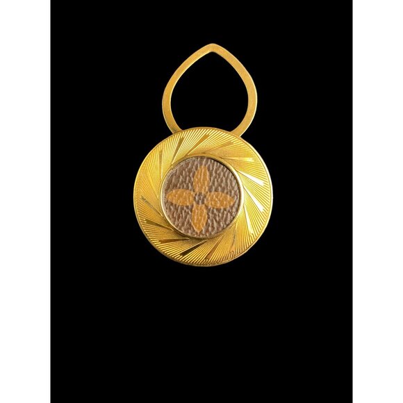 Custom Made Lieba USA Gold-Tone Scarf Ring Upcycled W/ Luxury Bag Canvas Accent - Picture 10 of 11